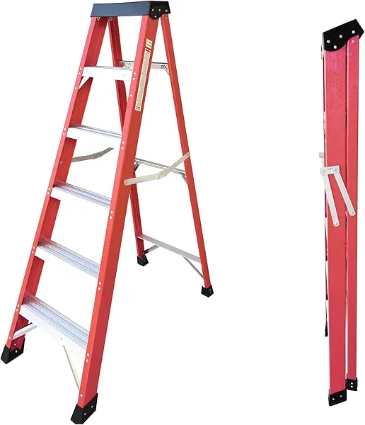 Ladder 6-Foot Fiberglass Platform Step Ladder, 500 Pound Capacity, Type IA, Folding Step Ladder for Home