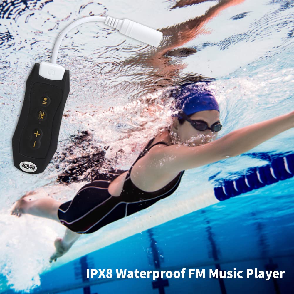 ASHATA Lettore MP3 Impermeabile da 4 GB per Nuoto e Corsa, Riproduzione di 8 Ore da 600 mAh, Lettore MP3 Portatile con Cuffie, IPX8