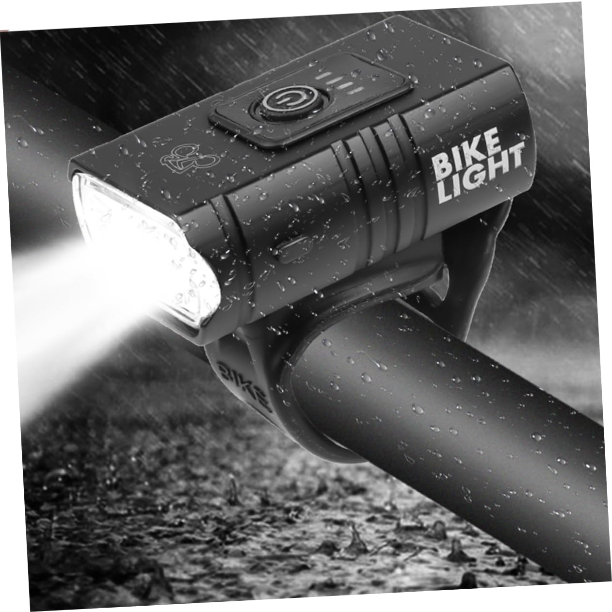 Garneck Bike Light 1000mah Led Bike Front Light Charging Power Indicator for Cycling