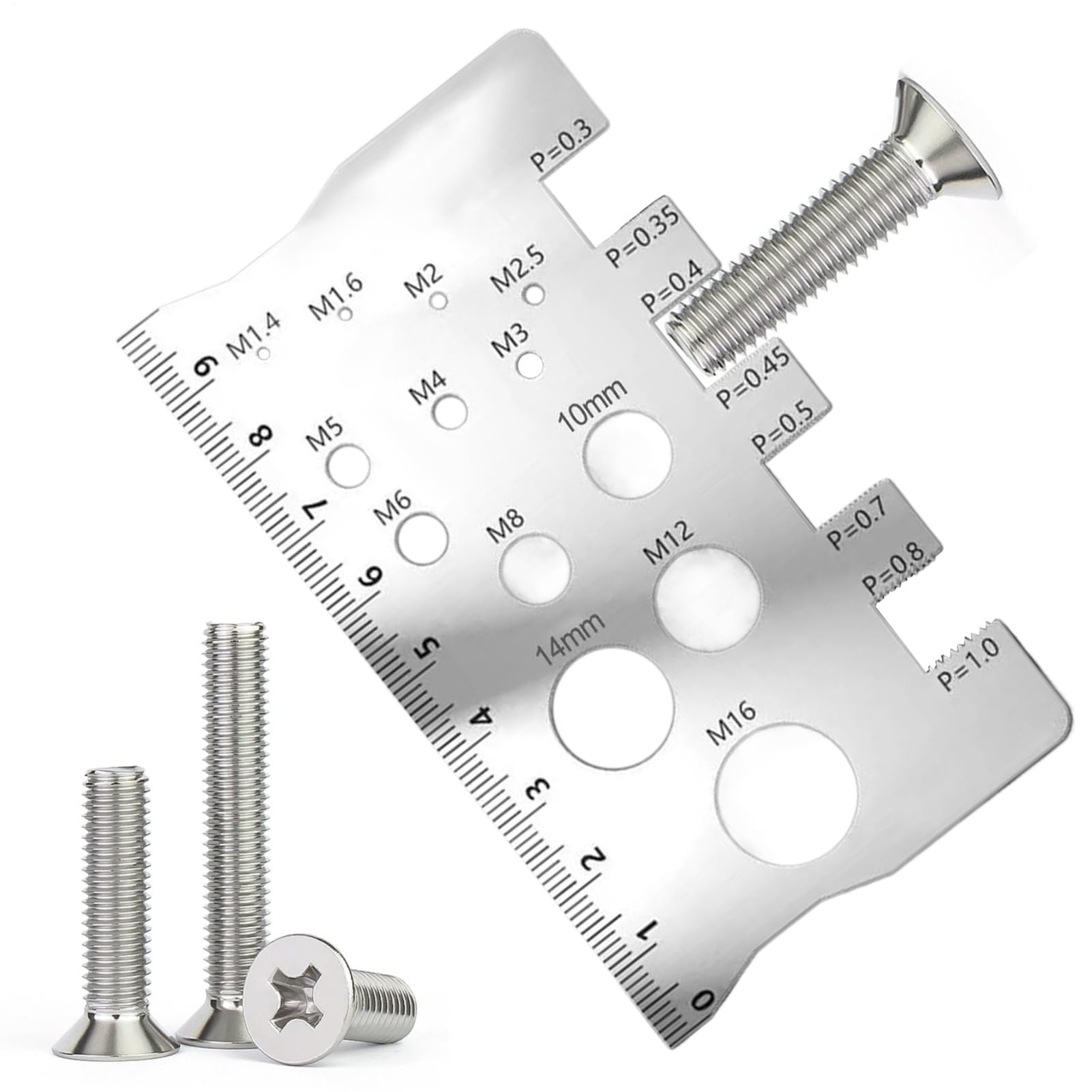 Bolt Size Finder - Bolt Thread Pitch Checker | Thread Pitch Gauge,metric Bolts And Nut Identifier,easy-To-Read Threads Gauge Ruler For Woodworking, Mechanical, Workshop, Automotive, Metalworking, Gara