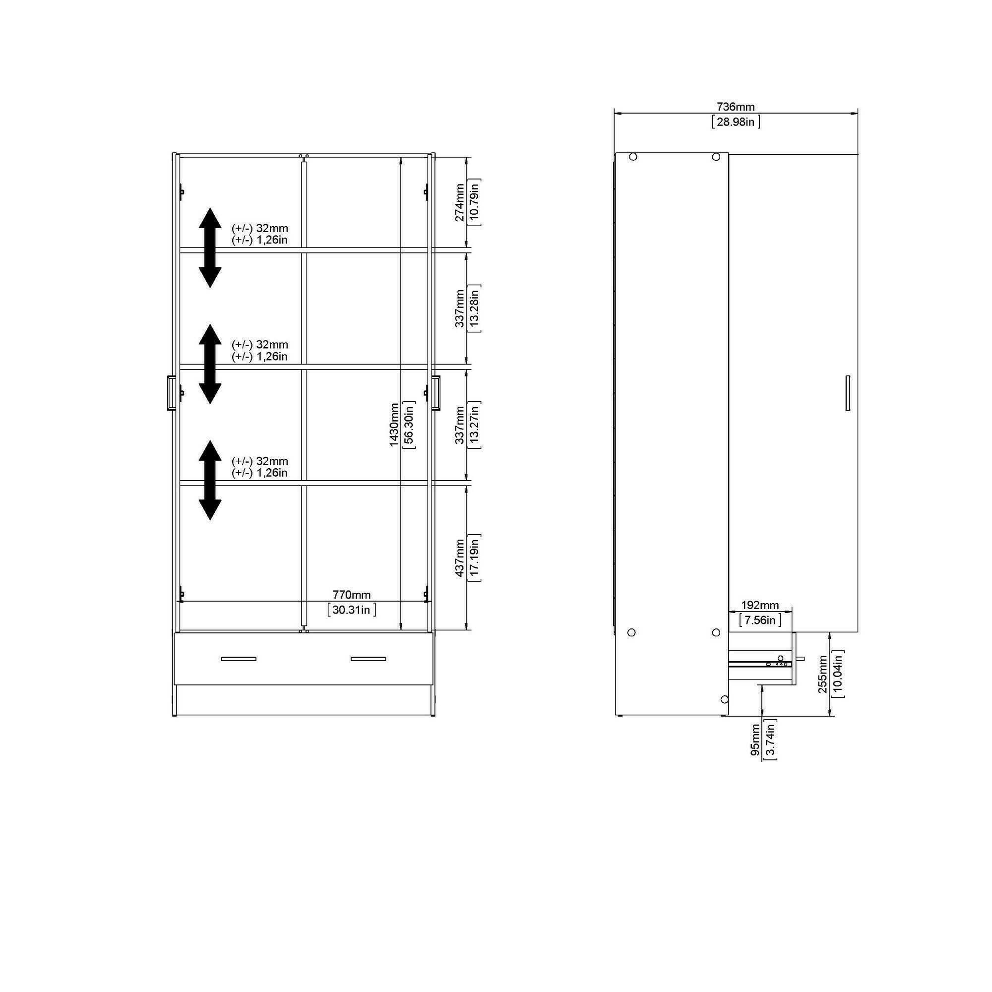 Dmora - Armadio guardaroba a due ante e un cassetto, colore rovere, cm 79 x 35 x h171