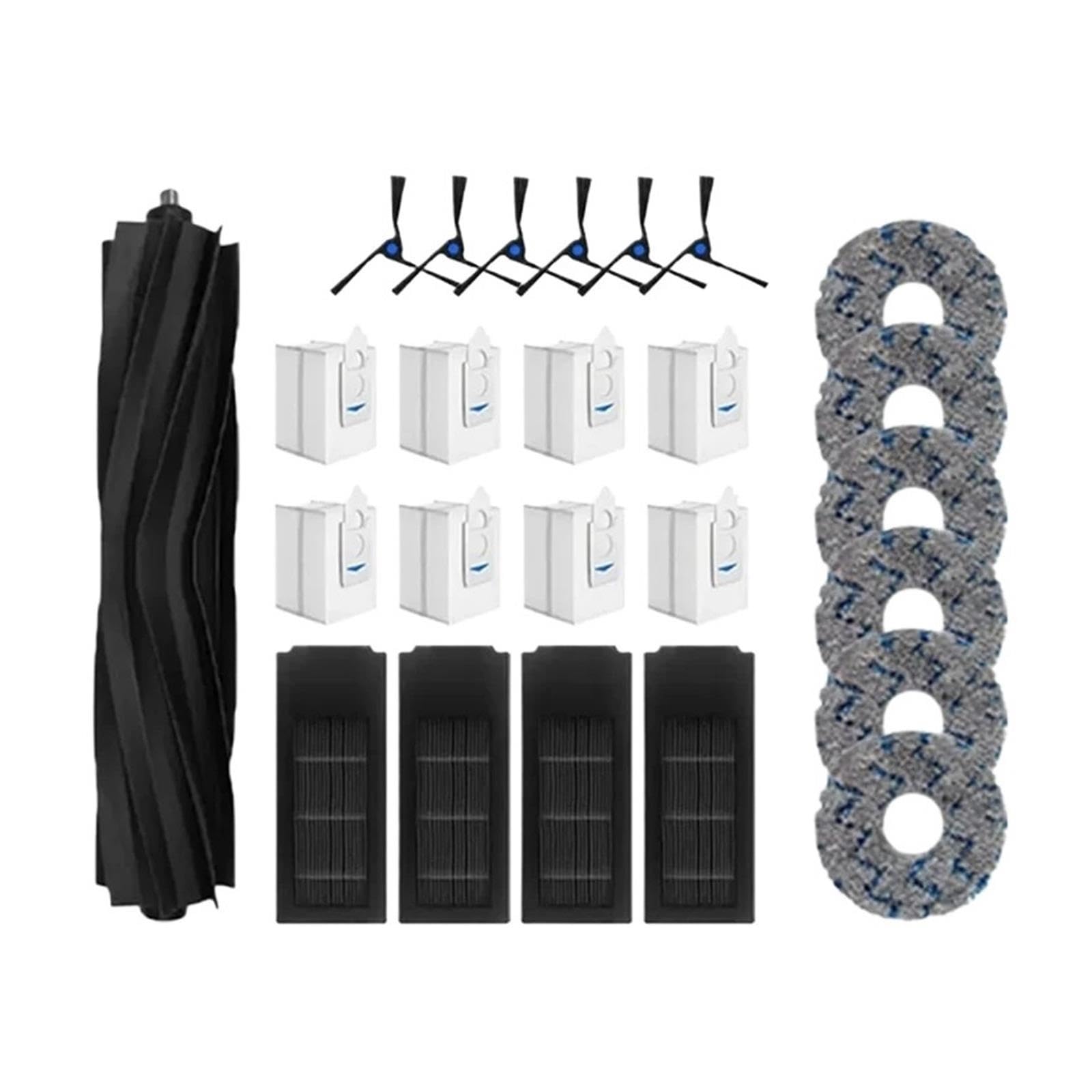Compatible con ECOVACS, Kit de Accesorios X2 | Cepillo giratorio, cepillo lateral, filtro HEPA, paño for fregona, bolsa for el polvo, X2, Deebot, piezas de aspiradora