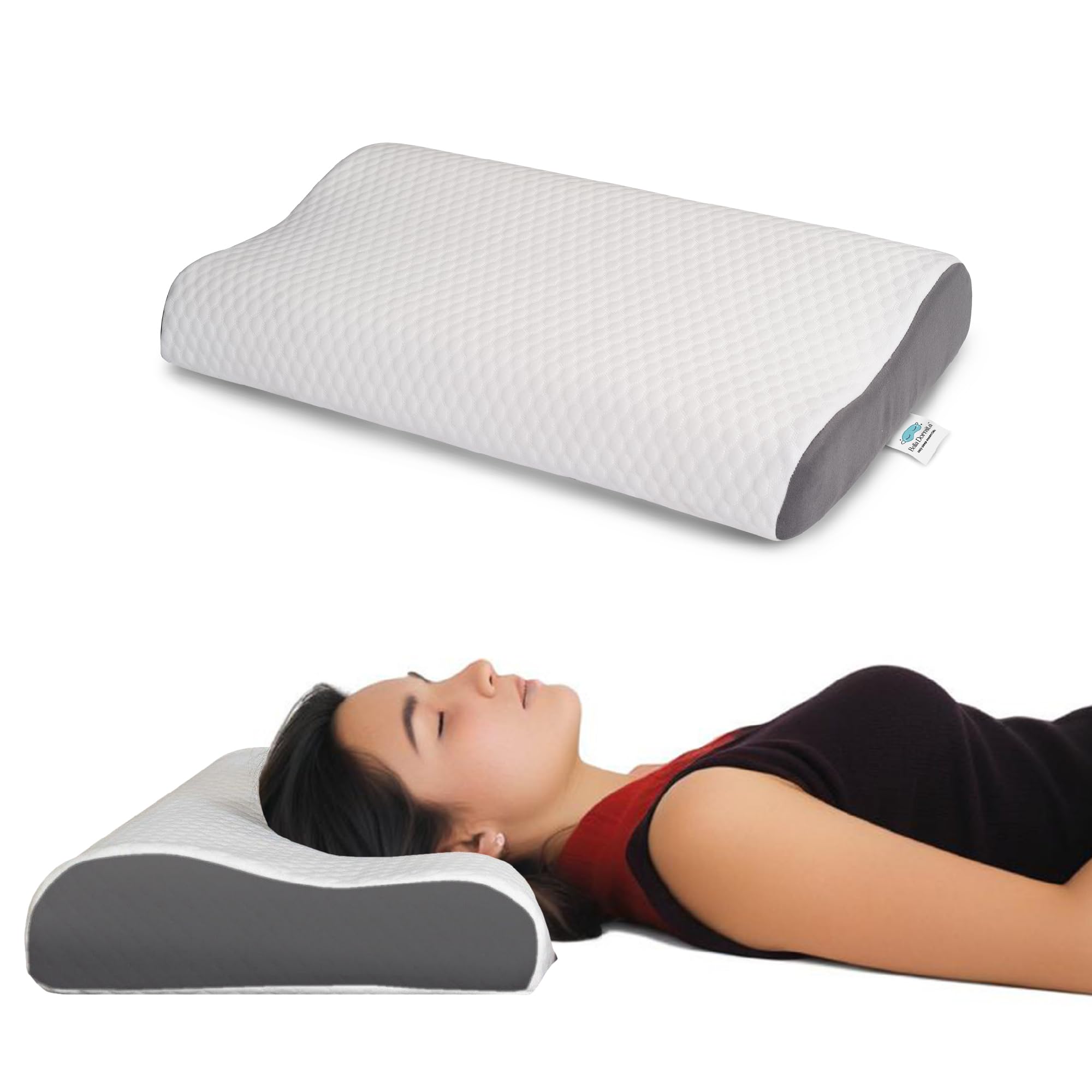 Memory Foam Dual Height Contour Orthopedic Cervical Pillow for Neck Pain, Shoulder Pain & Spondylitis Neck - (23 x 15 x 4 in) - (White)