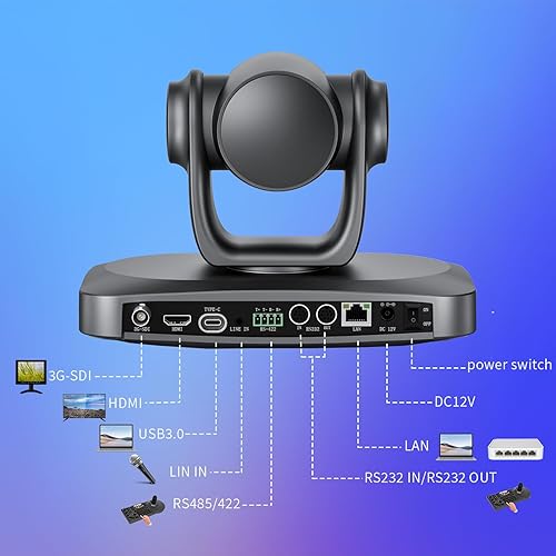 Miniatura 7 de Cámara PTZ 4K 30X Zoom óptico AI seguimiento automático - Cámara de conferencia profesional con HDMI/3G-SDI/USB/POE IP Streaming para adoración de