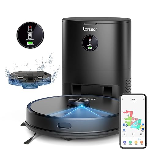 Laresar Robot Vacuum Cleaner with Mop,3500Pa Robotic Vacuum with 3.5L Self Emptying Station,Works with Alexa,Editable Map,Lidar Navigation,3 In 1,Robot Hoover for Pet Hair,Smart App Control(L6 Pro)