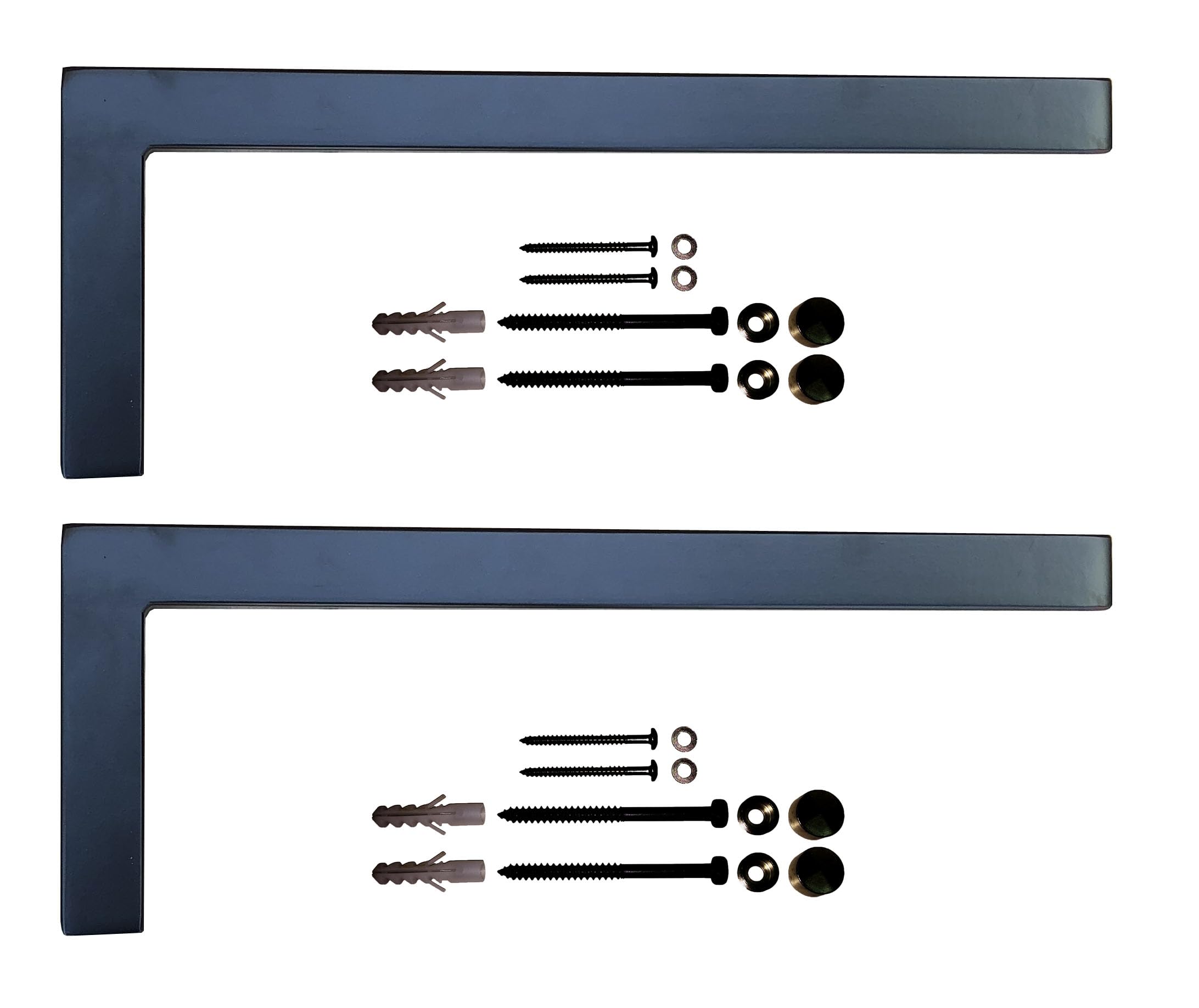 Waschtischkonsole Wandkonsole Stahl schwarz L-Form 2 Stück (450x150mm)