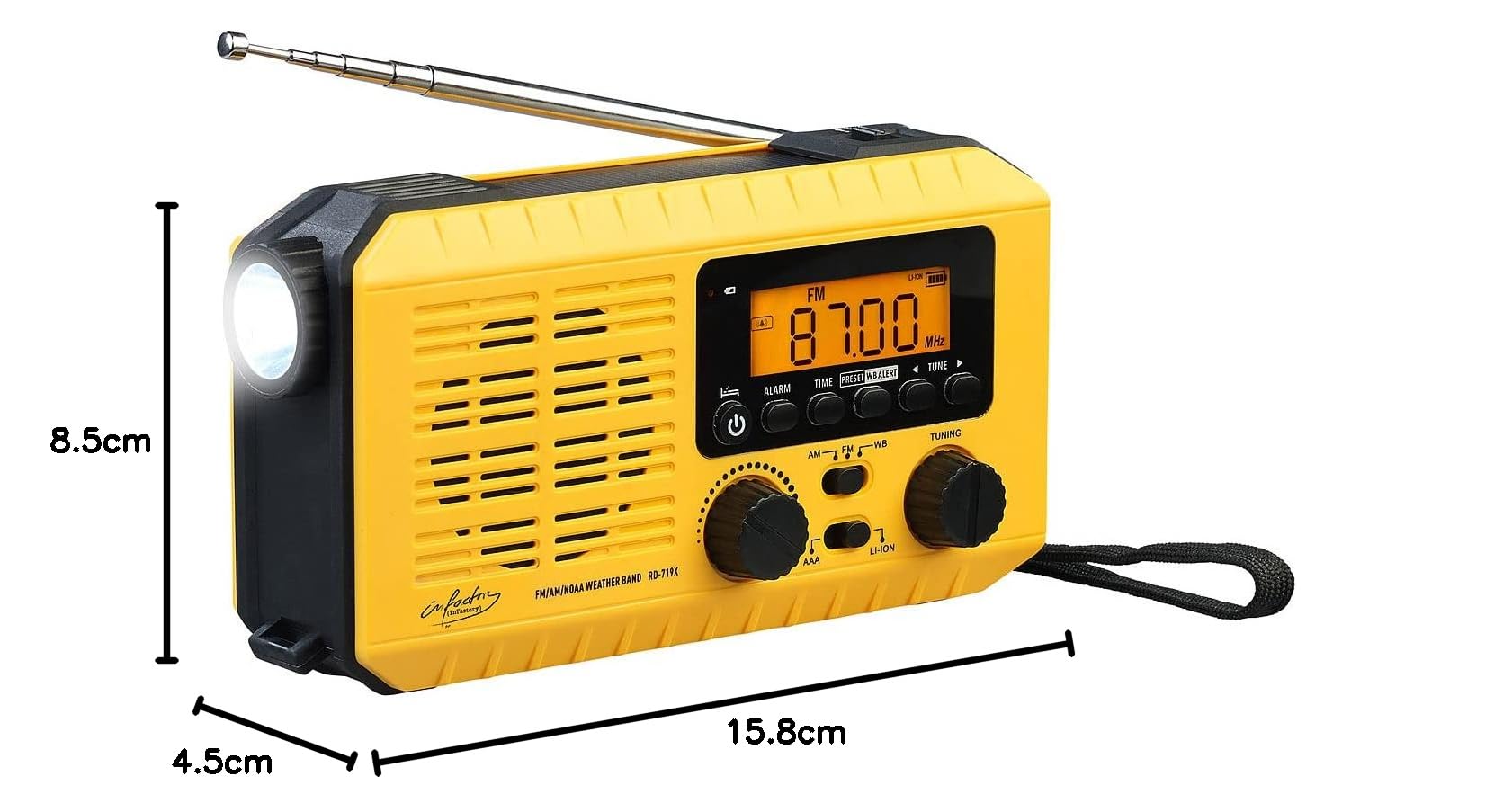 Radio de poche solaire & dynamo avec écran LCD [infactory]