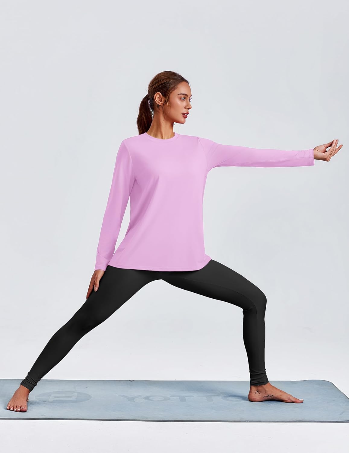 PINSPARK Workout Tops for Women Long Sleeve Yoga Shirts Crew Neck Athletic Top Loose Fit for Running Gym Hiking - Image 3