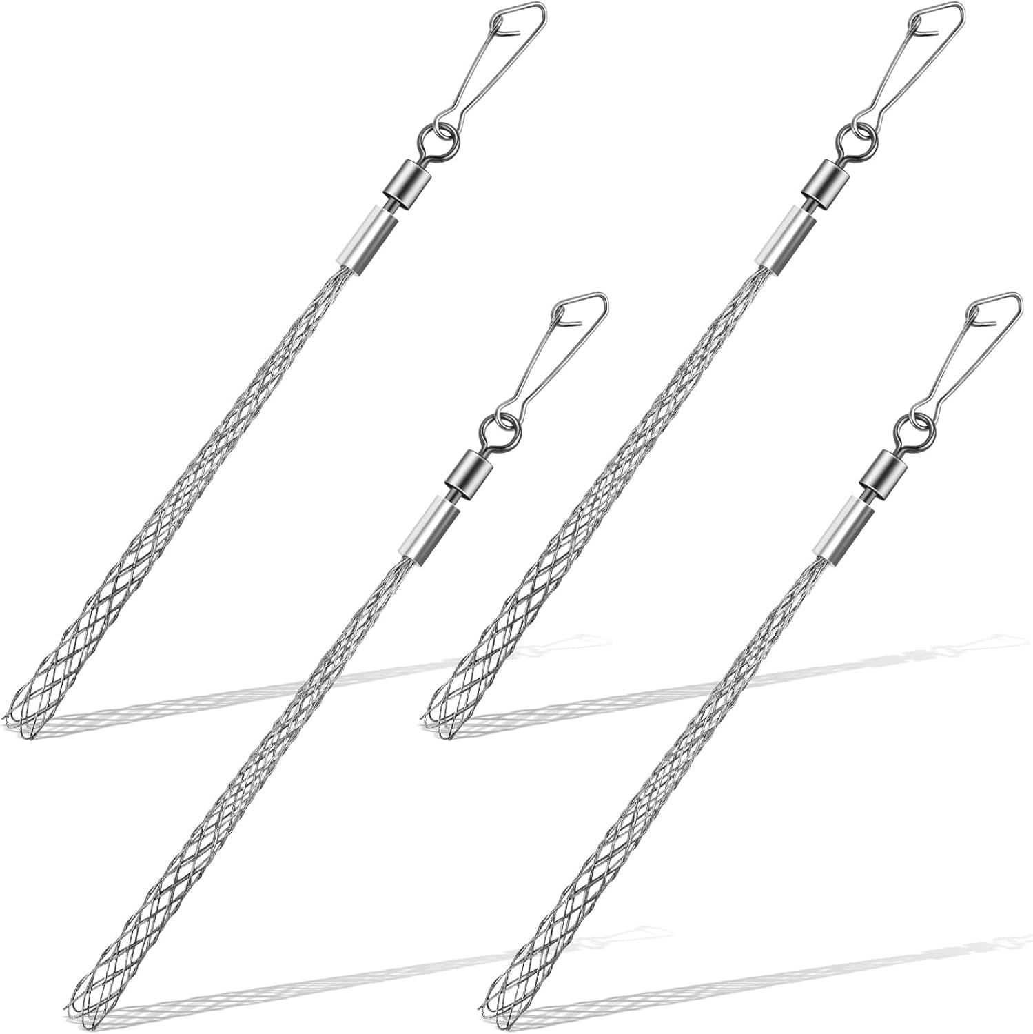 2 PCS Wire Pulling Grip Mesh Cable Pulls Metal Cable Puller Socks Wire Pulling Tools Wire Grip Flexible Snap for Electrical Pulling Grips Light and Heavy Cables, 1/2 Inch and 3/4 Inch