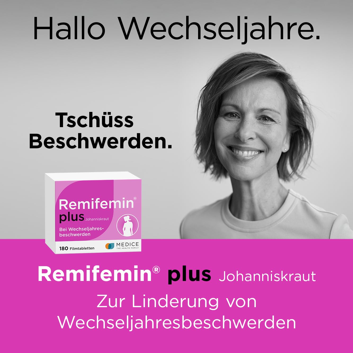 Remifemin plus Johanniskraut 180 Tabletten - Medikament für Wechseljahre - bei starken & betont seelischen Wechseljahresbeschwerden - hormonfrei - pflanzliches Arzneimittel