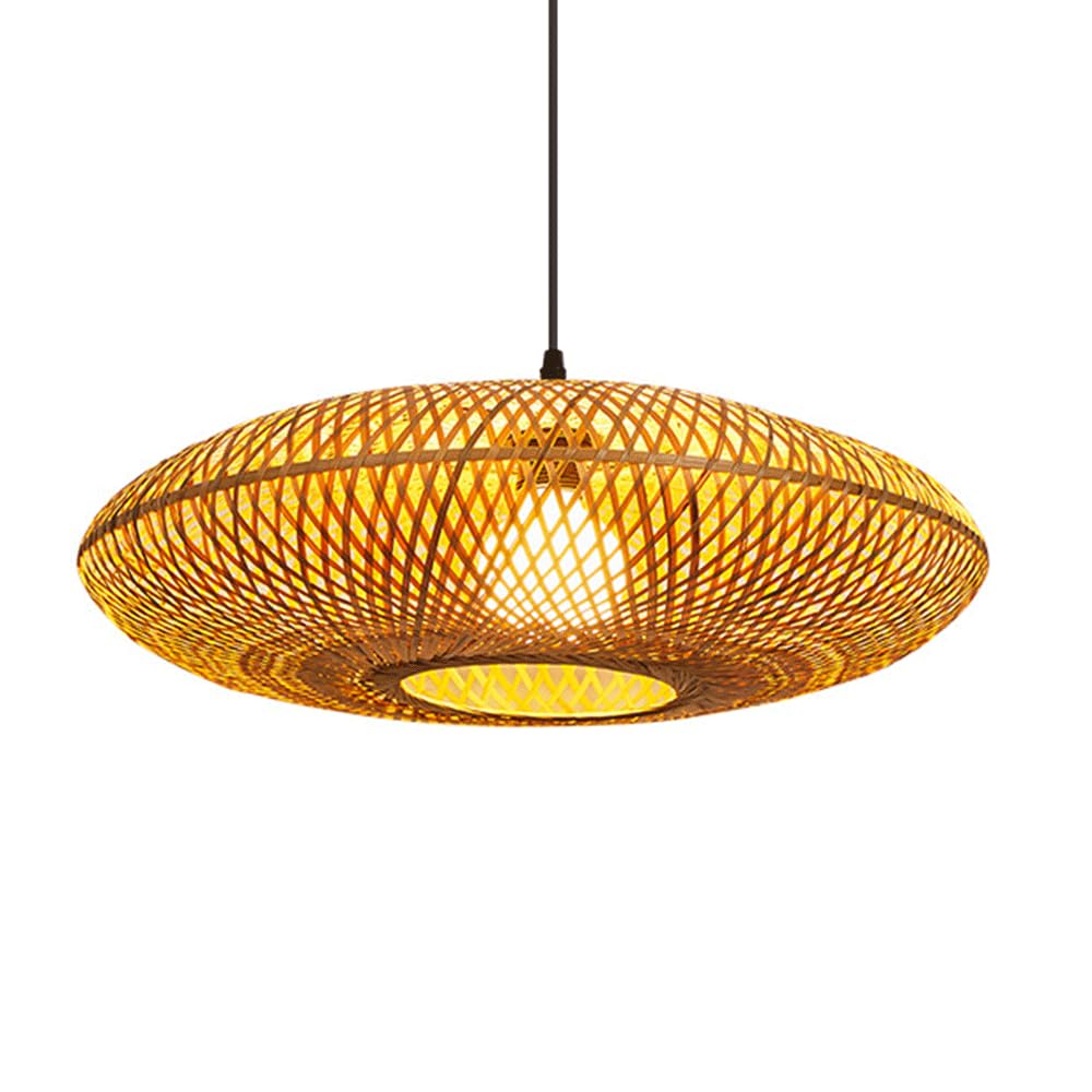 Kreatywna Lampa Wisząca Z Kopułą Z Bambusa Klasyczna Lampa Wisząca Z Wikliny Przemysłowy Żyrandol Tkany Ręcznie Pusty, Ręcznie Tkany Klosz Do Lampy Sufitowej Z Wikliny Do Korytarza,I