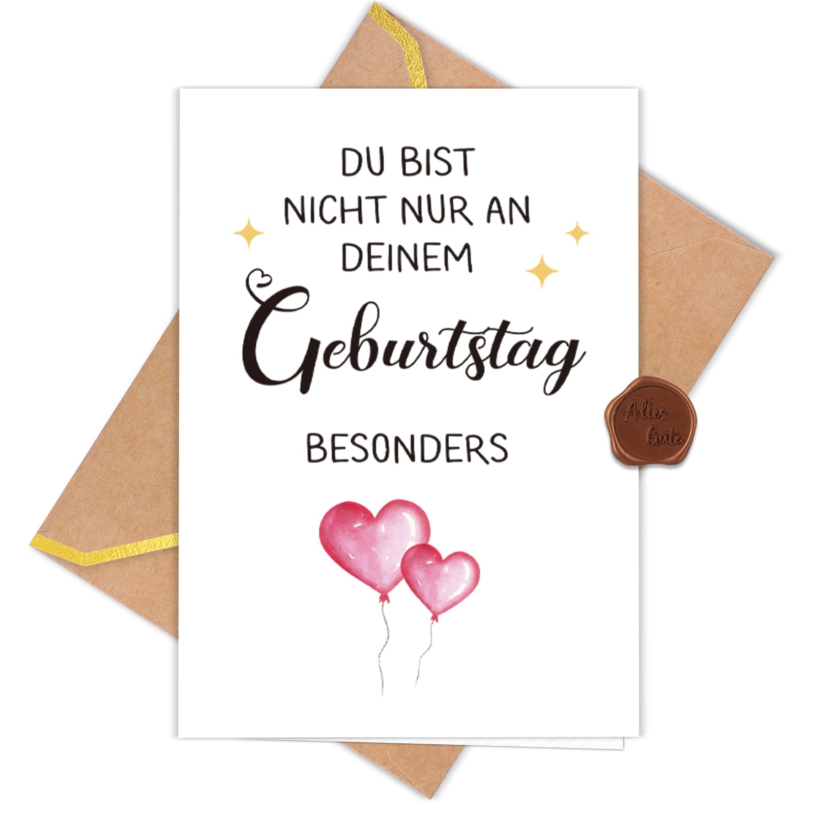 WenmthG Geburtstagskarte Frau (Klappkarte mit Umschlag und Wachssiegel) Happy Birthday Karte, Geburtstagskarte für Freundin, Frauen, Mann, Liebe