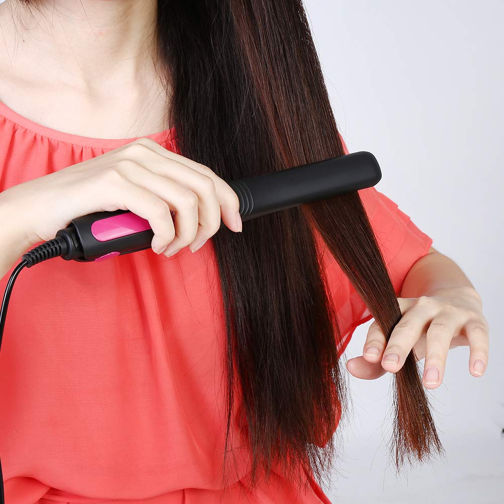 Hair Curler, Rapid Heating Ceramic Hair Straightener Straightening Flat Iron Hair Styling Tool for All Hair Types (EU Plug)