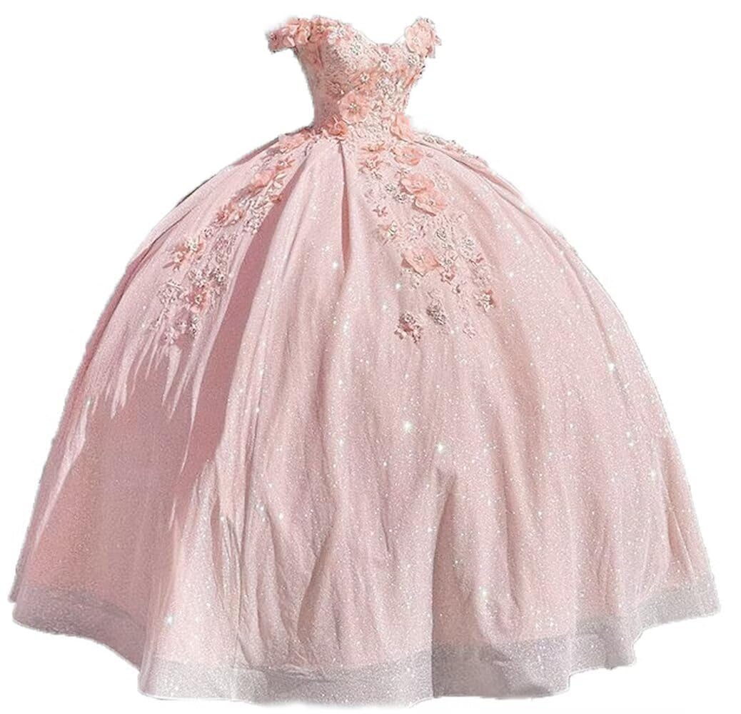 Jingliz Long Prom Dress Off The Shoulder Quinceanera Dresses Ball Gown Tulle 3D Hand Made Flowers Sweet 16 Dresses