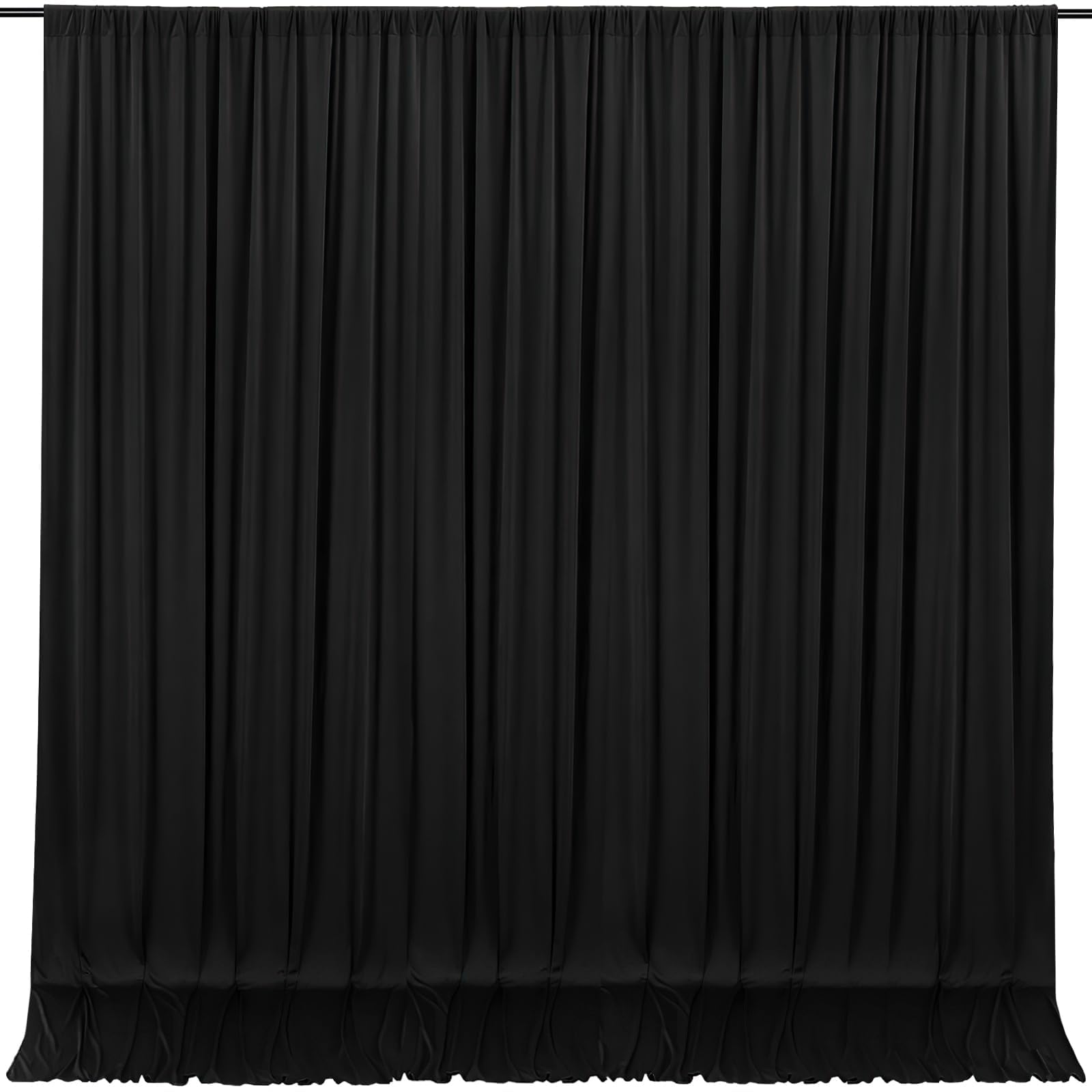 Black Backdrop Curtains for Party: Photo Polyester Drapes 4 Panels 5ft x 8ft Wedding Halloween Ceremony Background
