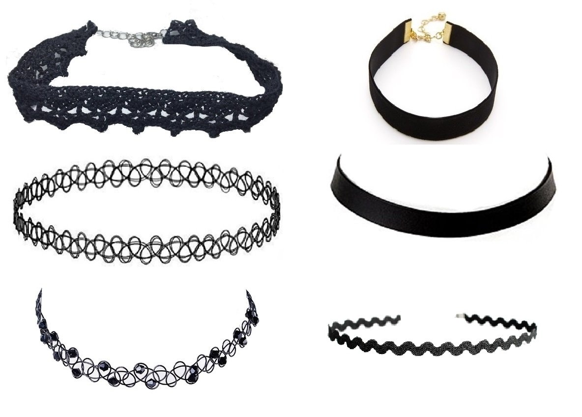 Michelangelo Zigzag Plastic Beaded Leather Velvet Fabric Chokers(Pack of 6)-image-44