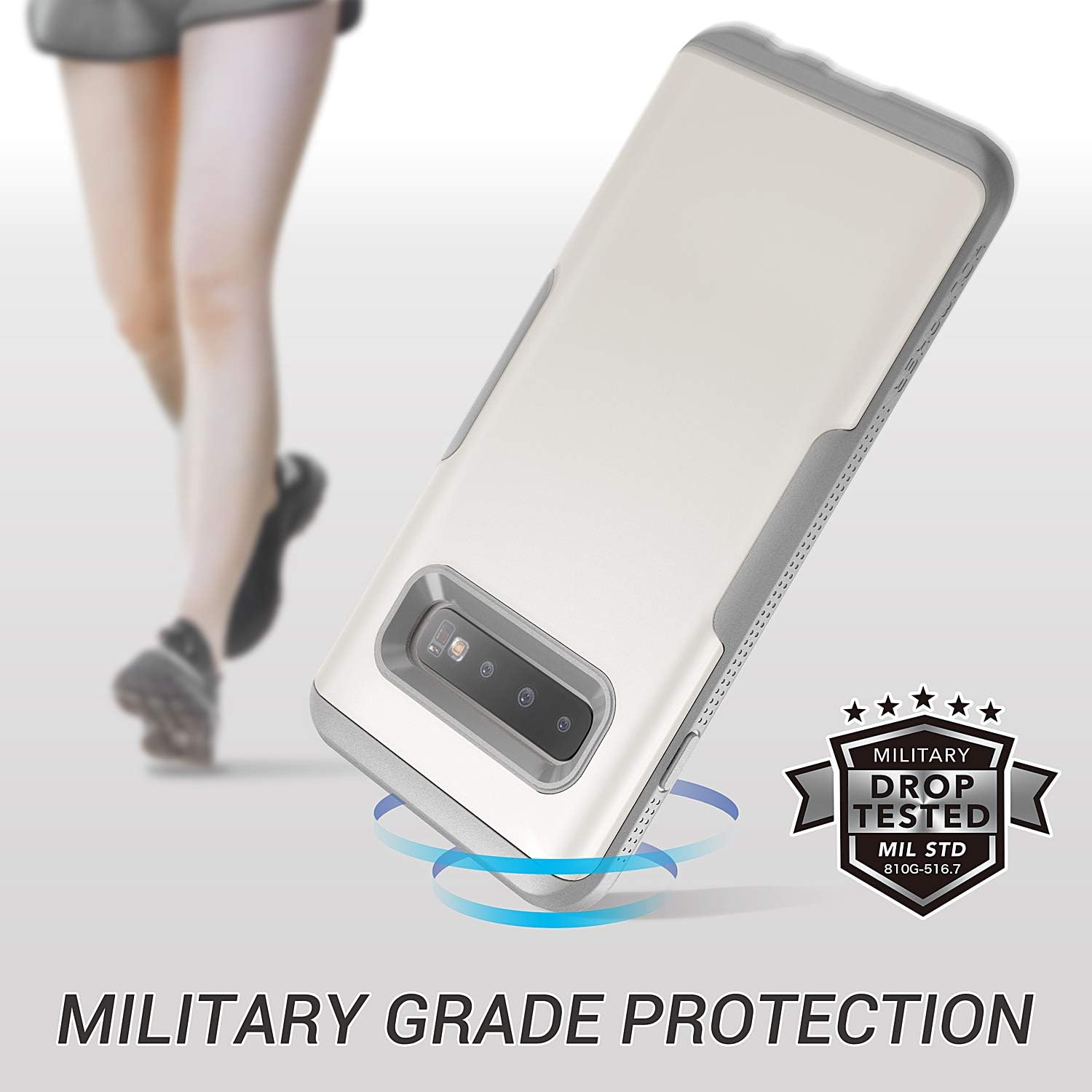 YOUMAKER Case for Galaxy S10, Heavy Duty Protection Full Body Shockproof Slim Fit Without Built-in Screen Protector Case Cover for Samsung Galaxy S10 6.1 inch -White/Gray