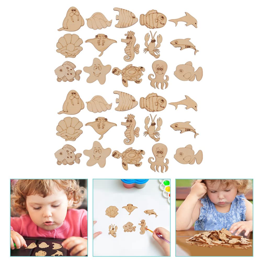 Amosfun Lot De 3 Découpes En Bois Sur Le Thème De Locéan Décorations Danimaux Pour Aquarium Projets 200 Pièces X 3