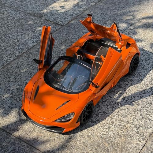 Image of FEXXA 1.18 Scale McLaren 720S Die-Cast Metal Car with Sport car Openable Doors Light and Sound,Pull Back Function Indoor Outdoor Toy for Kids (Orange)