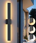 Aipsun 2 Packs Outdoor Wall Sconce, 3000K 4000K 6000K, 31.5in Modern Black Exterior Light, Long LED Linear Wall Light Outside Lighting for Entrance, Hallway, Garage, Porch(3CCT)