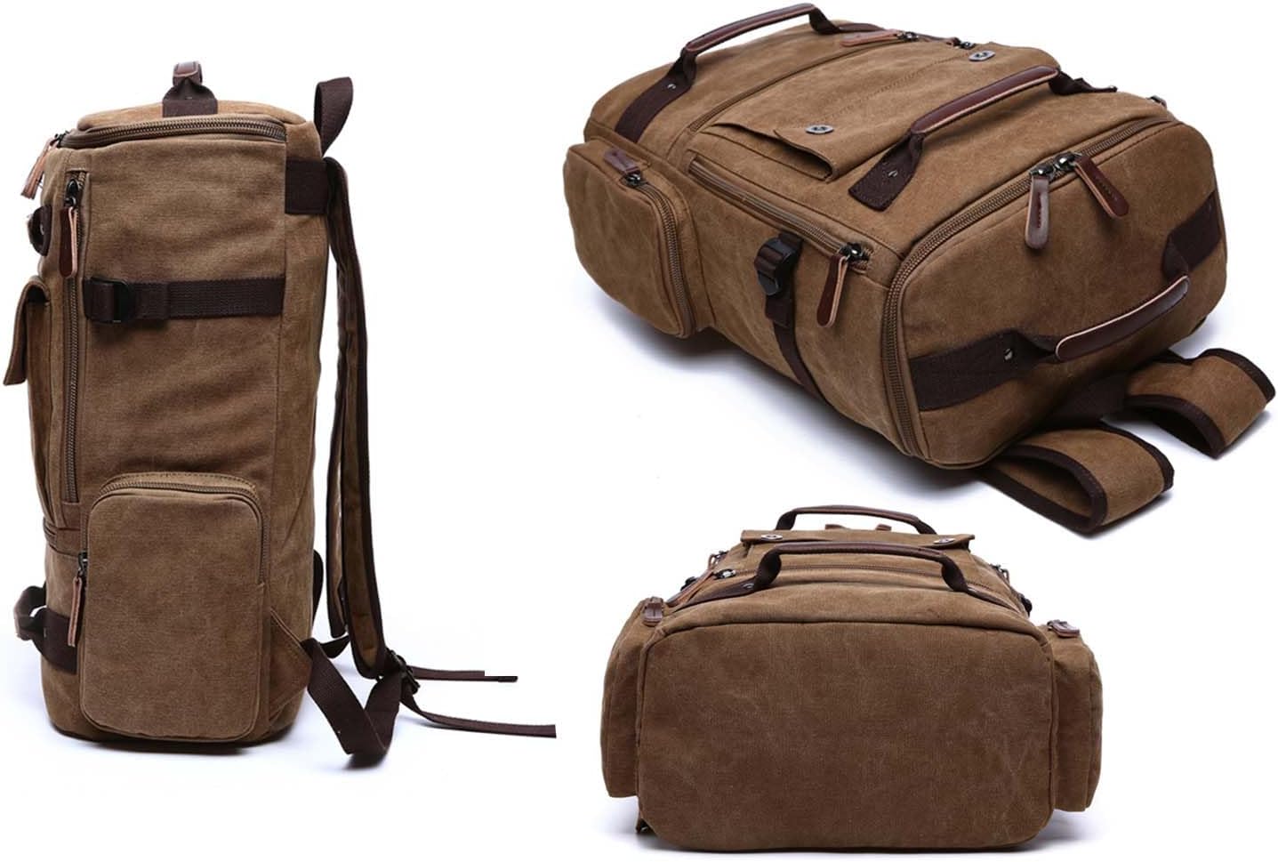 Vintage Canvas Backpack Casual Travel Rucksack 15.6inch Laptop Daypacks Hiking Camping Backpack - Image 6