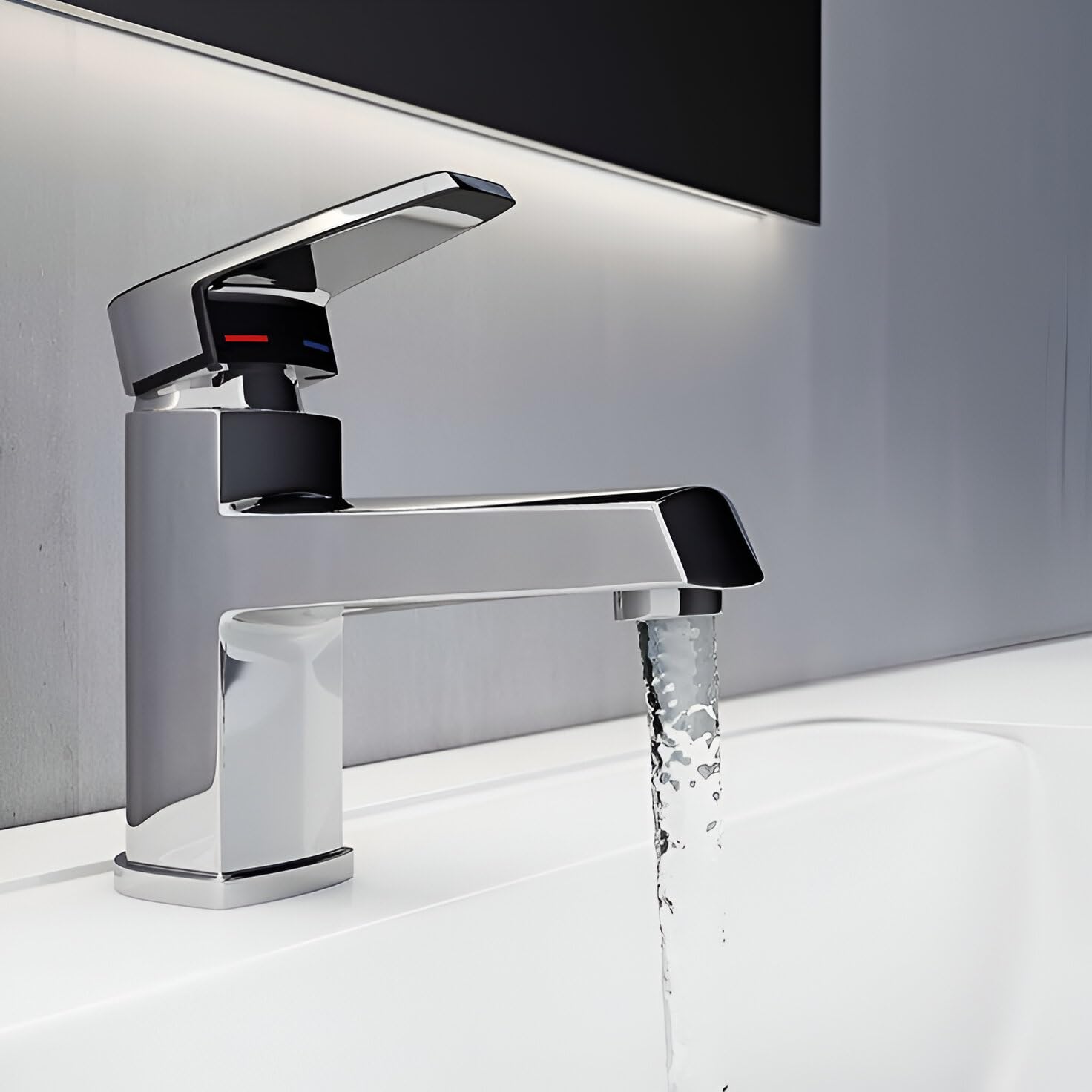Serie Arvet - Grifo de Lavabo Monomando, Cartucho Cerámico 35mm, Mezclador para Agua Fría y Caliente, Acabado Cromado, Conexiones Flexitub H3/8"x350 mm