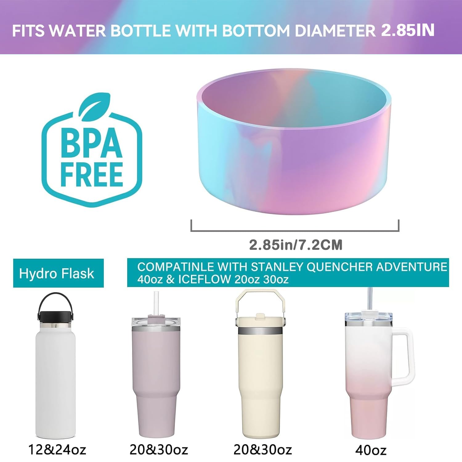 4 manicotti in silicone per Stanley Tumbler Quencher Adventure 40oz,IceFlow 20oz/30oz Hydro Flask 12oz/21oz/24oz,Tumbler Bottom Protector,Protezione inferiore con gomma per auto e tutti i giorni