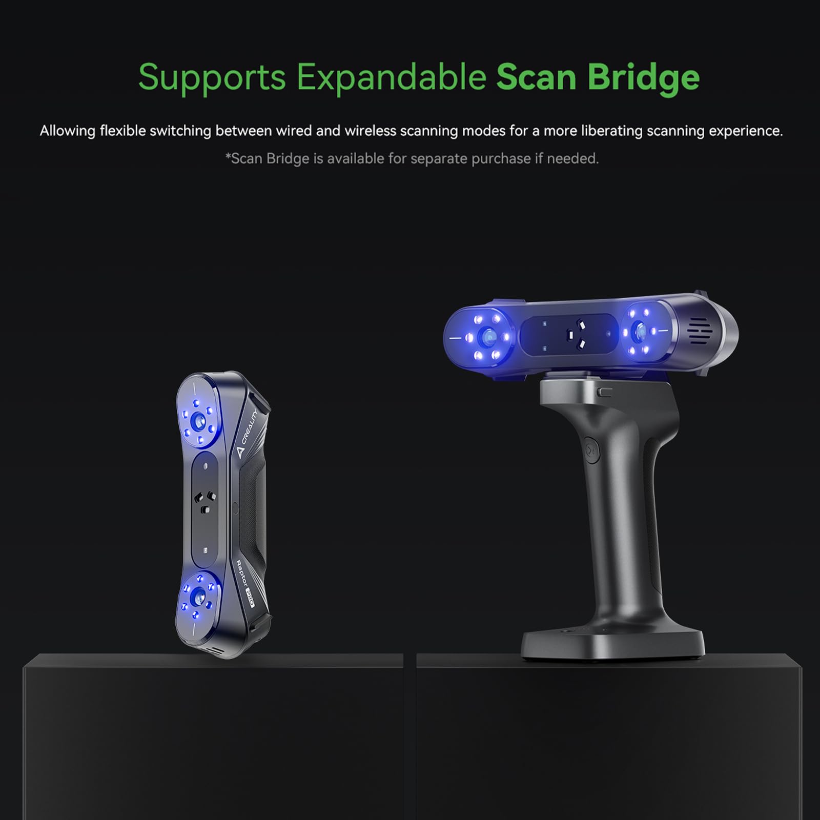 Creality 3D Scanner, Raptor Scanner for 3D Printing, Hybrid Technology for Versatile Scanning, High Precision with 0.02mm, Anti-Shake Tracking, 24-Bit Fast Full-Color Scanning for Windows macOS: CR-Scan Raptor Pro
