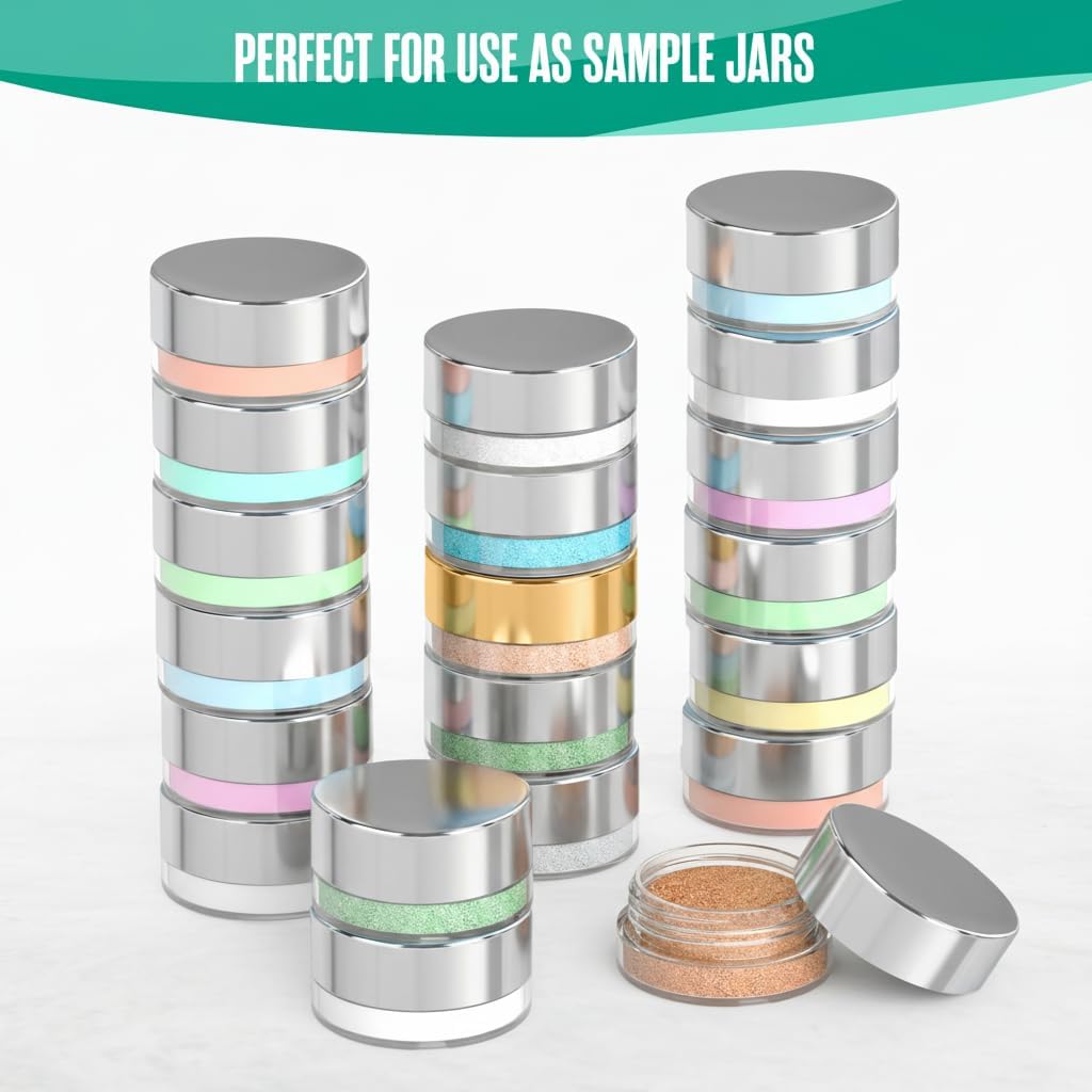 Sample Containers, Jar Lip Balm Container, Mini Jar with Lid 50 PK, Silver thumbnail