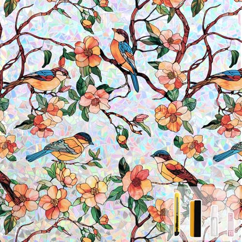 KROMAPOLIS Vinilos para Cristales, 3D Vinilo Ventana lámina Privacidad Ventana, Vinilos Electrostaticos Arcoíris Cocina Dormitorio Oficina Window Film   44.5x200cm