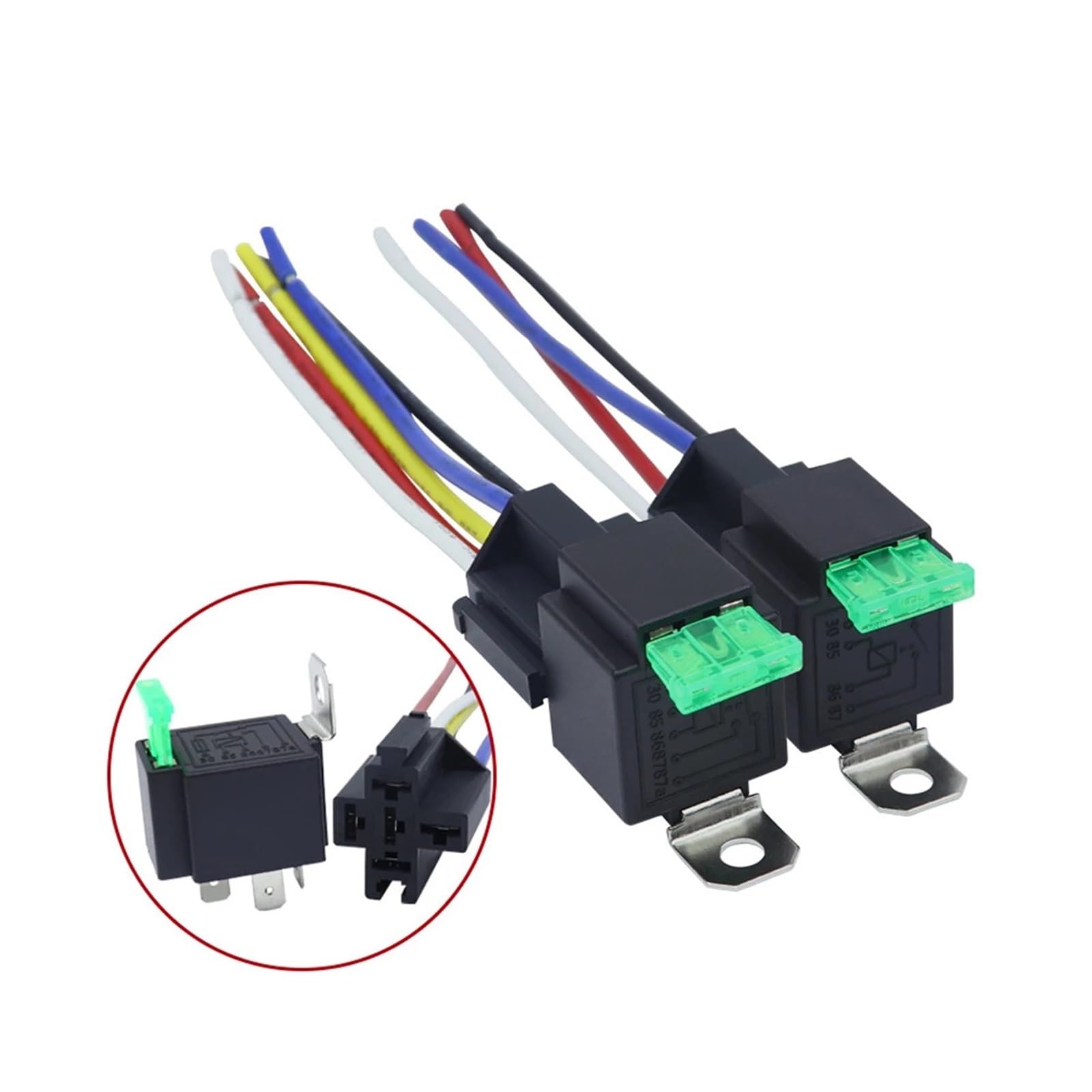 relé de Potencia Relé automático de Cobre de 4 Pines y 5 Pines, 12 V/24 V CC, 30 A, con Fusible de Encendido y Apagado, 6 Unidades(24V 4PIN)