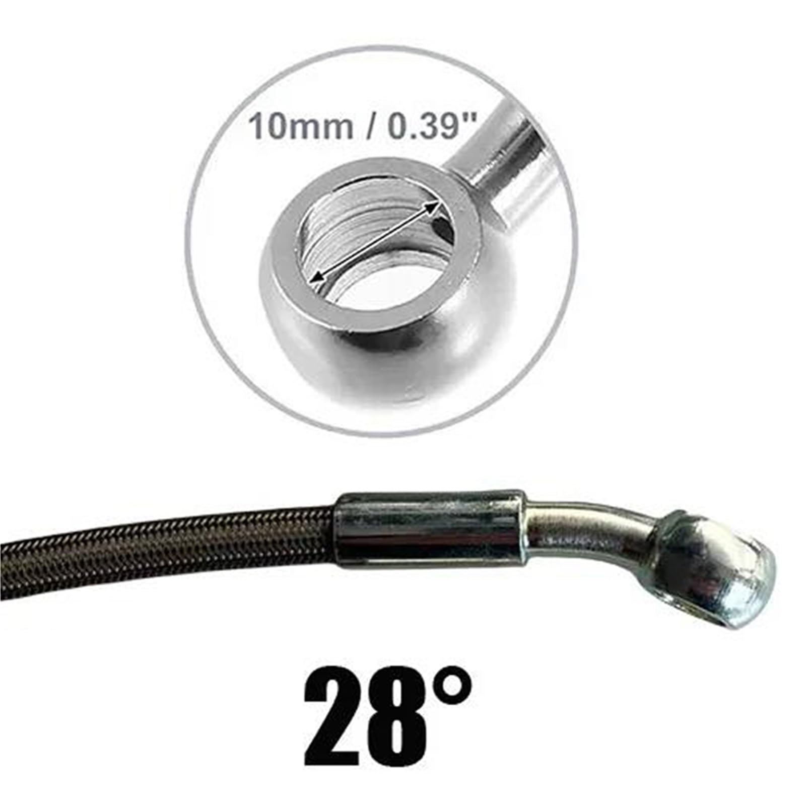 Tubo flessibile dell'olio M10 28°-28° Tubo Flessibile Idraulico Per Moto Accessori Per Frizione Freno Anteriore E Posteriore Rinforzato In Acciaio Inossidabile Intrecciato(300cm)