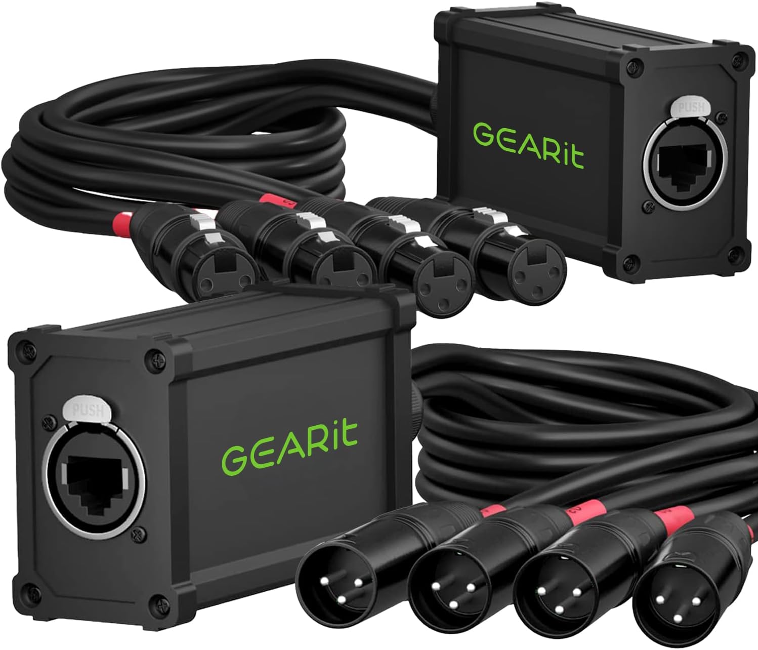 4 Channel Snake (2ft Breakout Cable) 3Pin XLR/DMX/AES-EBU to Ethercon RJ45 Cat5/Cat6 Ethernet Extender for Live Stage, Sound, Lighting, Audio Recording Studio (1 Pair: 4 XLR Male/4 XLR Female)