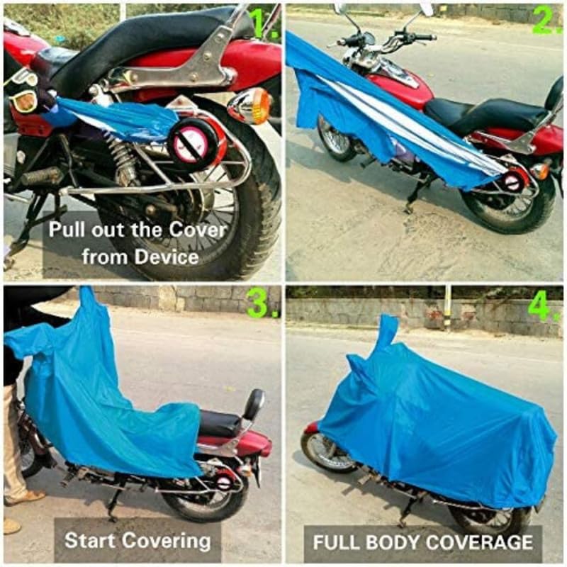 Image of BIKEBLAZER Semi-Automatic Full Body Bike Covers - Heavy Duty Device | Water Resistant | UV Safe | 100% Dust Proof | Anti-Theft & Scratch Proof Covers, Compatible with All Triumph Motorcycles an