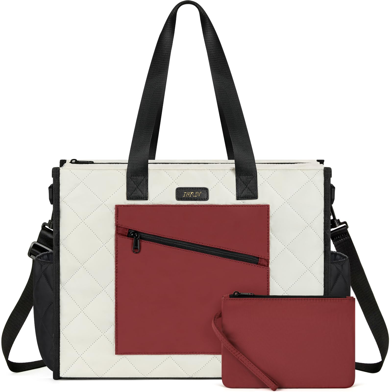 IBFUN Utility Tote Bag with 24 Pockets, Large Teacher Travel Tote for Women | Large Work Tote Bag 2pcs with Zipper for Travel Daily School Teacher Nurse, Large Lightweight Laptop Shoulder Bag Handbag