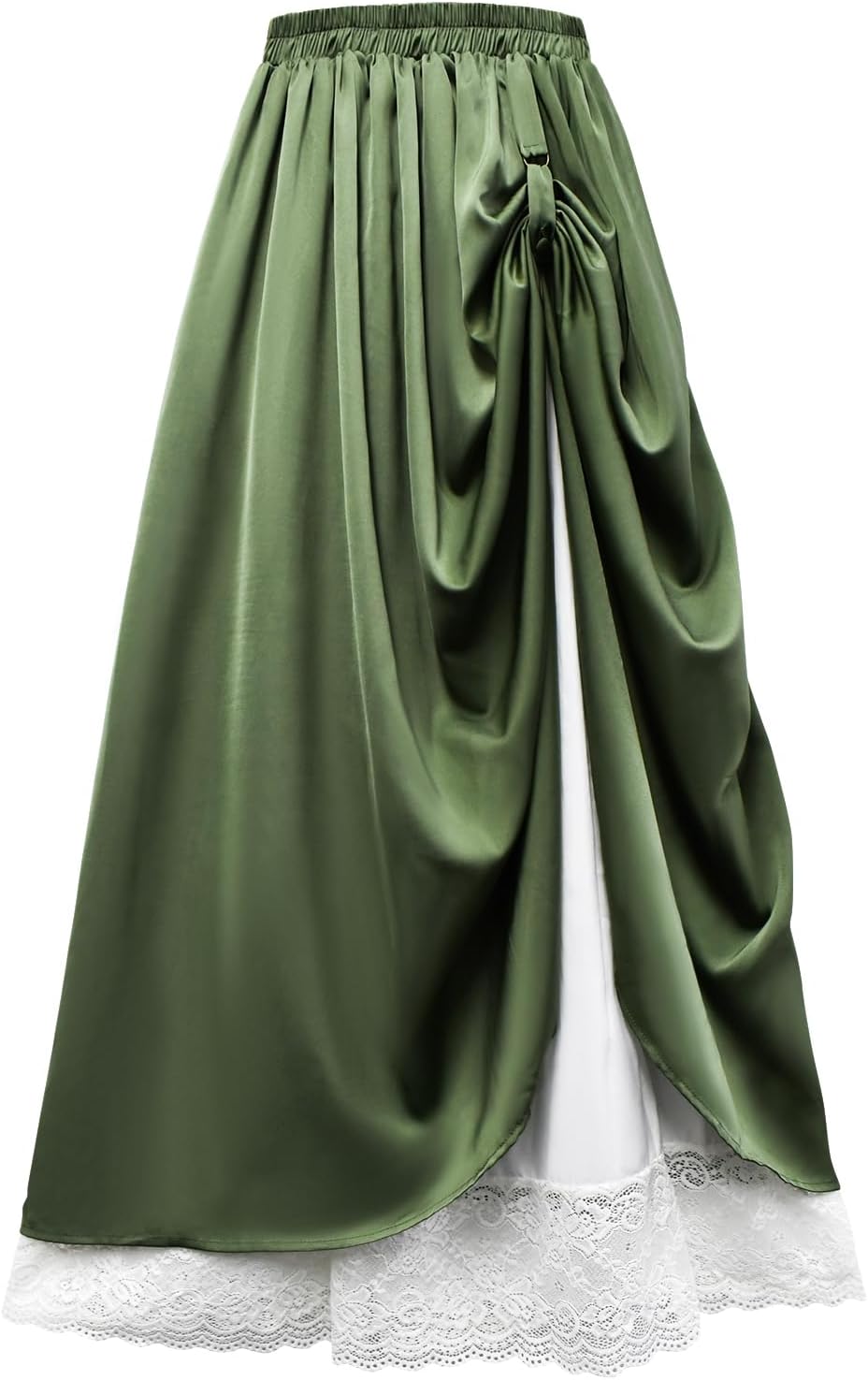 ATENTO Women Renaissance Style Skirt, Medieval Victorian Pirate Cosplay Costume Double Layered Maxi Long Skirts