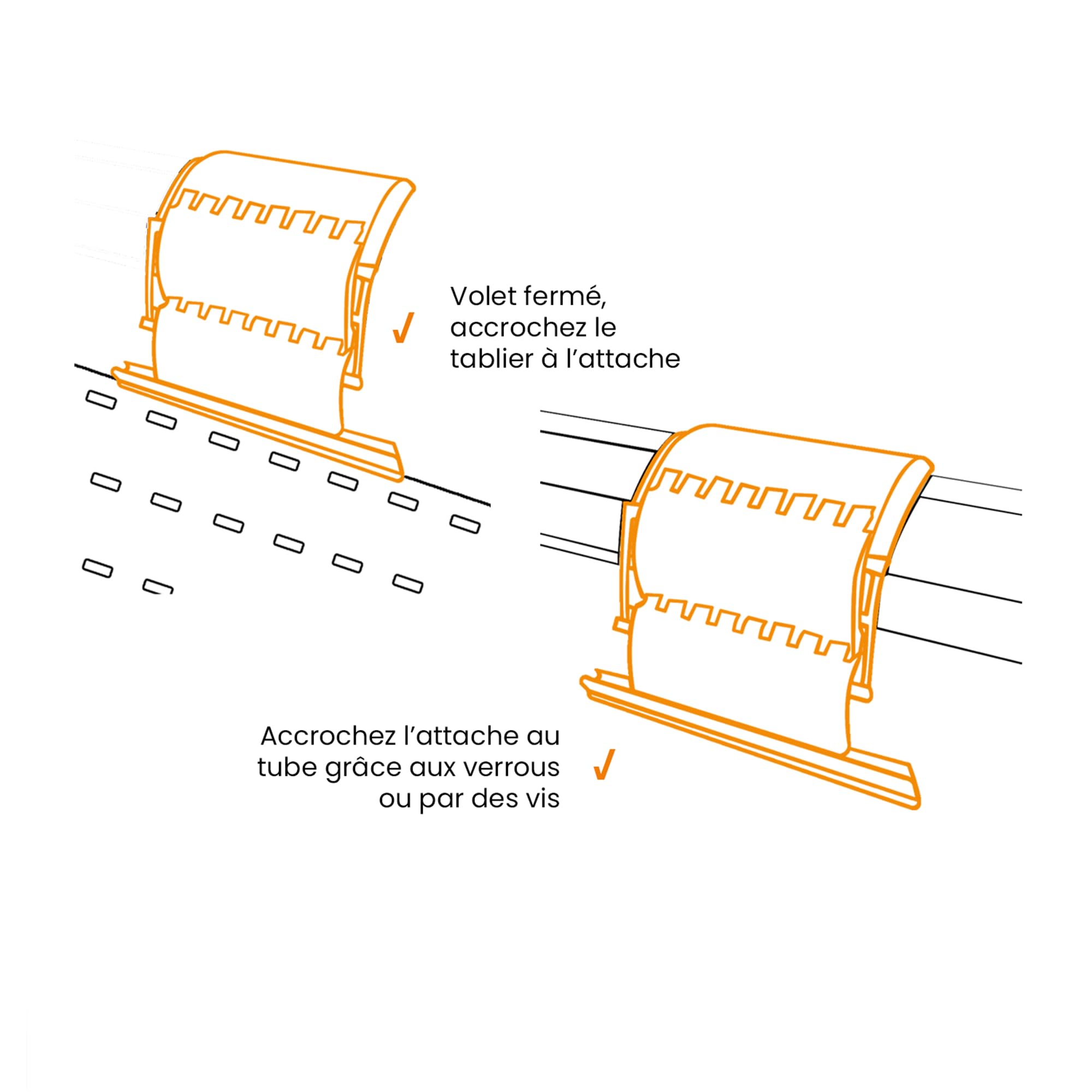 Lot de 4 Attaches de tablier rigide Clicksur H875F pour volet roulant - Fixation de volets roulants - Verrou automatique 3 maillons - Attache tablier de sécurité anti-effraction clipsable