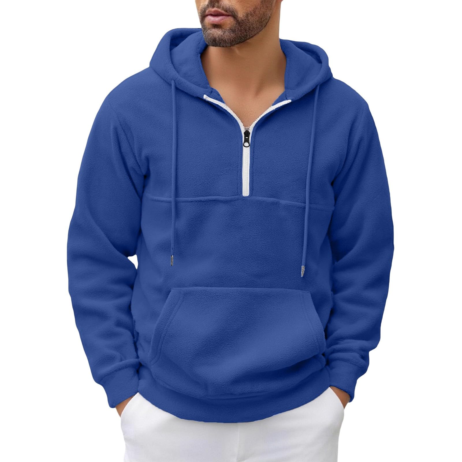 Ropa Anti UV Hombre Sudadera con Capucha Y Cremallera De Un para Hombre, Forro, Manga Larga, Estilo Oversize, Cálida, Bolsillo. Sudaderas Azul (Blue, M) Parka Camiseta Ciclismo Gym