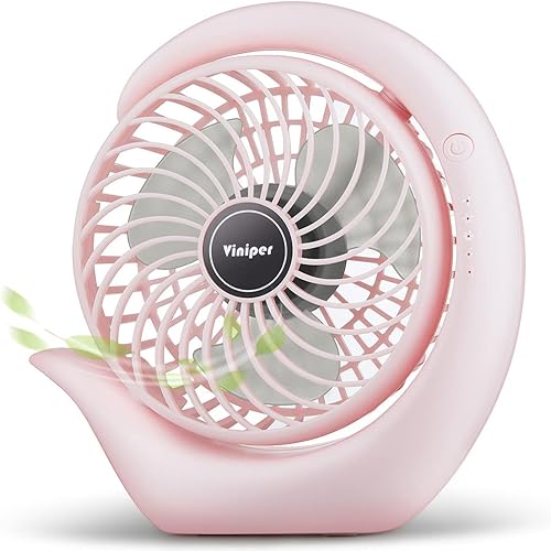 Viniper Ventilador a pilas ventilador de escritorio USB rotación de 180 y ventilador de oficina portátil de 3 velocidades alrededor de 8 a 24 horas