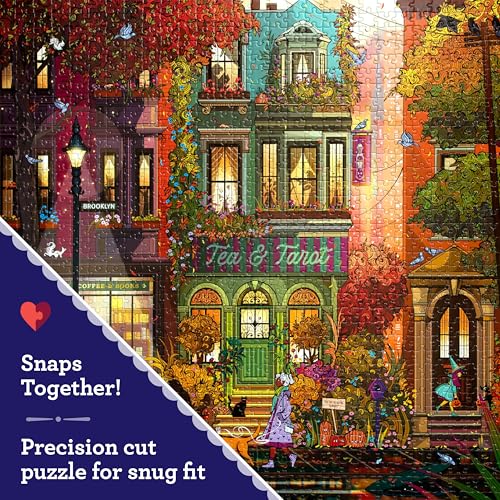 Image of eeBoo 1000 Piece Puzzle - Fall in Brooklyn Jigsaw Puzzle for Adults, Square 23 inch x 23 inch Made with Recycled Board & Vegetable-Based Ink