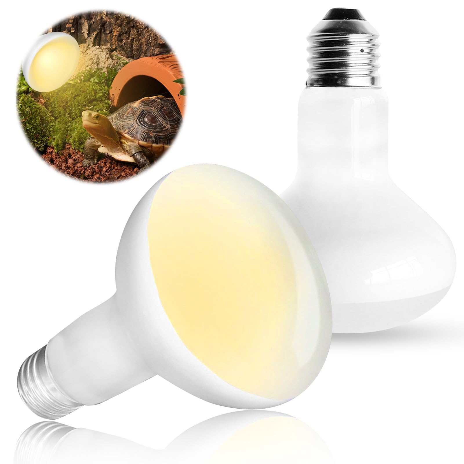 teasteam 2 PCS Reptile Heat Lamp Bulb 100W, UVA E27 Fast Heating Vivarium Daylight Basking Spot Light 220V for Amphibians Tortoise Lizard Snake Bearded Dragon Chick Puppy