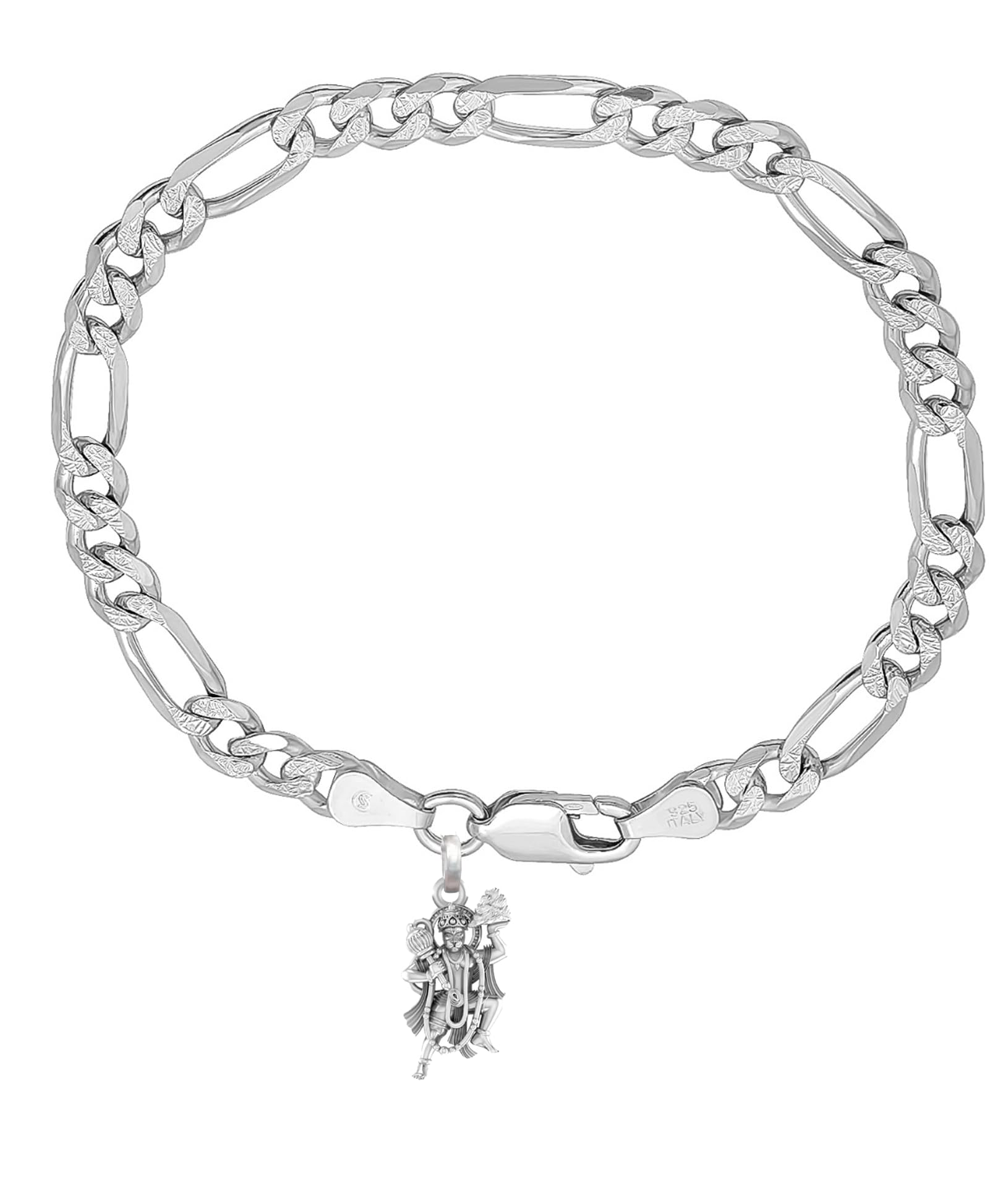 AKSHAT SAPPHIRE 92.5% Pure Sterling Silver Figaro Designer Bracelet with Charm Hanuman for Men (B0CKTMLSB6) Amazon Price History, Amazon Price Tracker