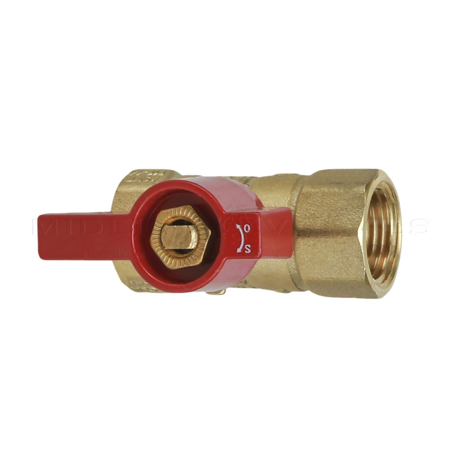 Midline Valve R34FIP-5 Lot de 5 robinets à boisseau sphérique en laiton de qualité supérieure, avec poignée en alliage d'aluminium rouge, 1,9 cm, raccords FIP