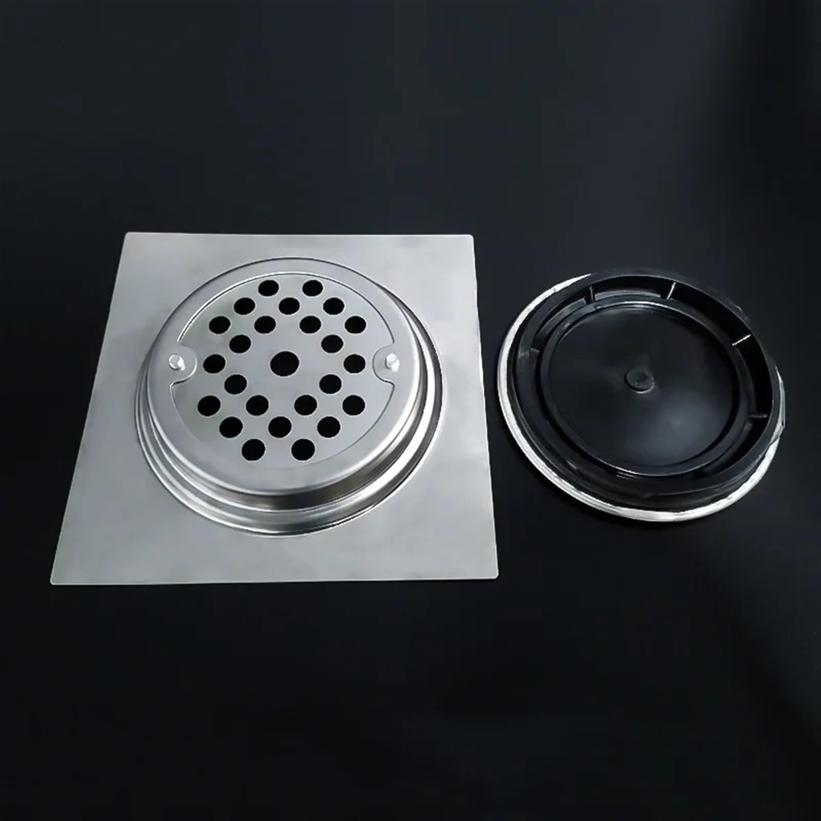 Drain de Douche en Acier Inoxydable 304 Drain de Sol de Salle de Bain 15x15cm Grilles de déchets de Sol carrées 1 pièces