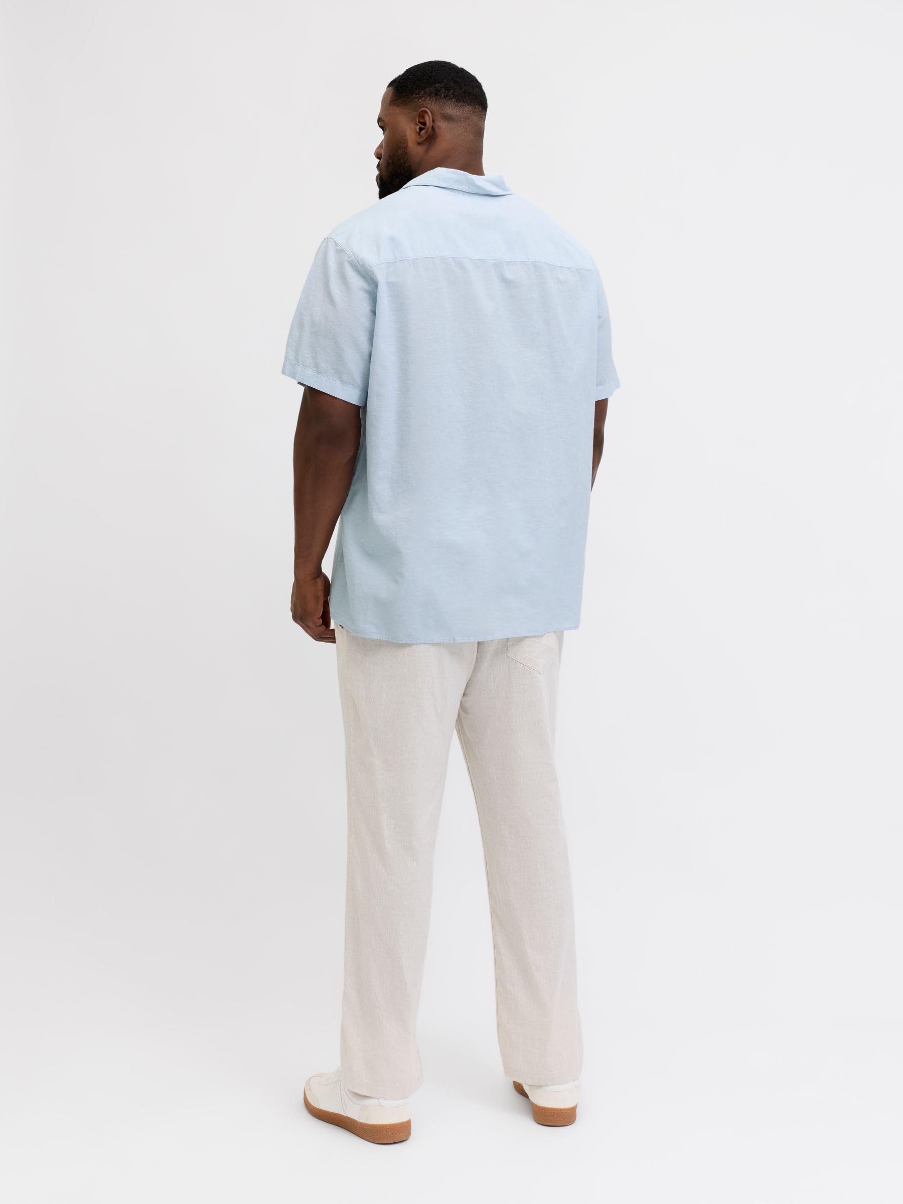Jjebreeze Linen Blend Resort Shirt Pls - Plus Size, Celestial Blue, 3XL