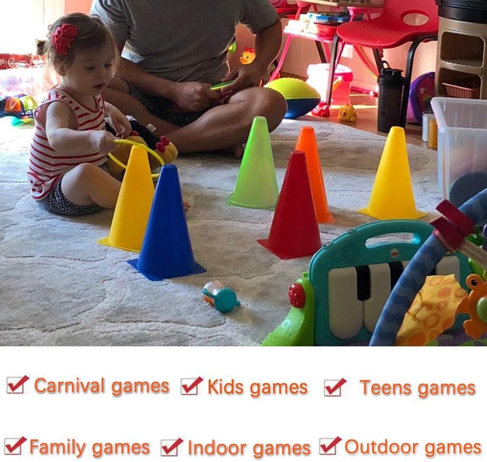 Hxezoc 3 in 1 Carnival Games Set, Soft Plastic Cones Cornhole Bean Bags Ring Toss Games for Carnival Kids Birthday Party Indoor Outdoor Games Supplies : Toys & Games