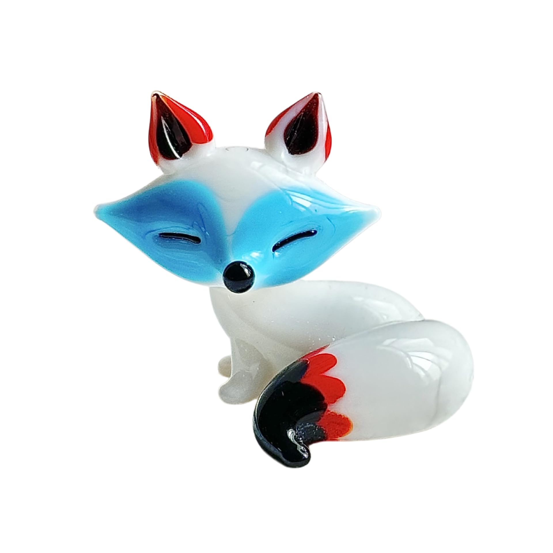 CCUUHJ Hand Blown Glass Fox Figurine, Miniature Figurines Decorative Ornament, 3.8cm x 3.2cm, Home and Office,Indoor & Outdoor Decor,Lovely Gifts for Women & Men (White)