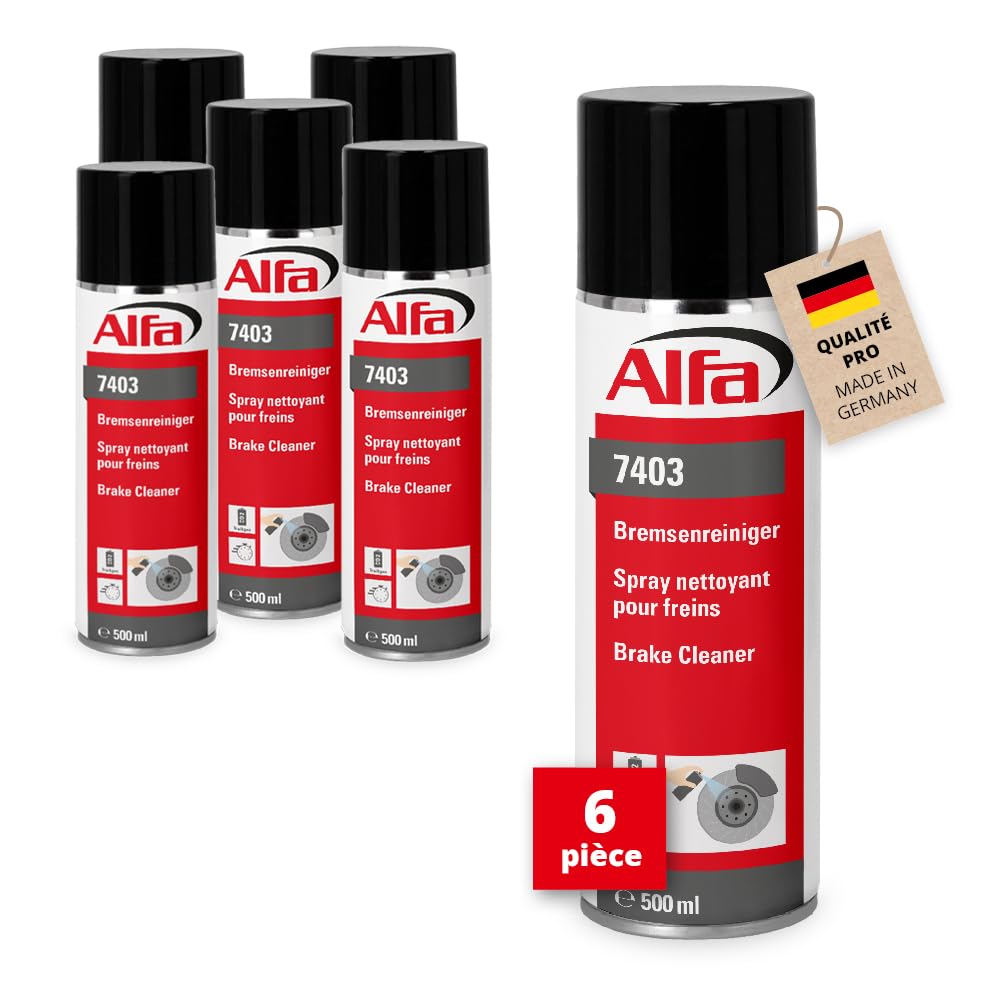 7403 Alfa - Nettoyant de Freins, 12 pièces, 500 ML, Puissant, sans résidus, à Base d'hydrocarbures, enlève Les Graisses, Les huiles et Les résines