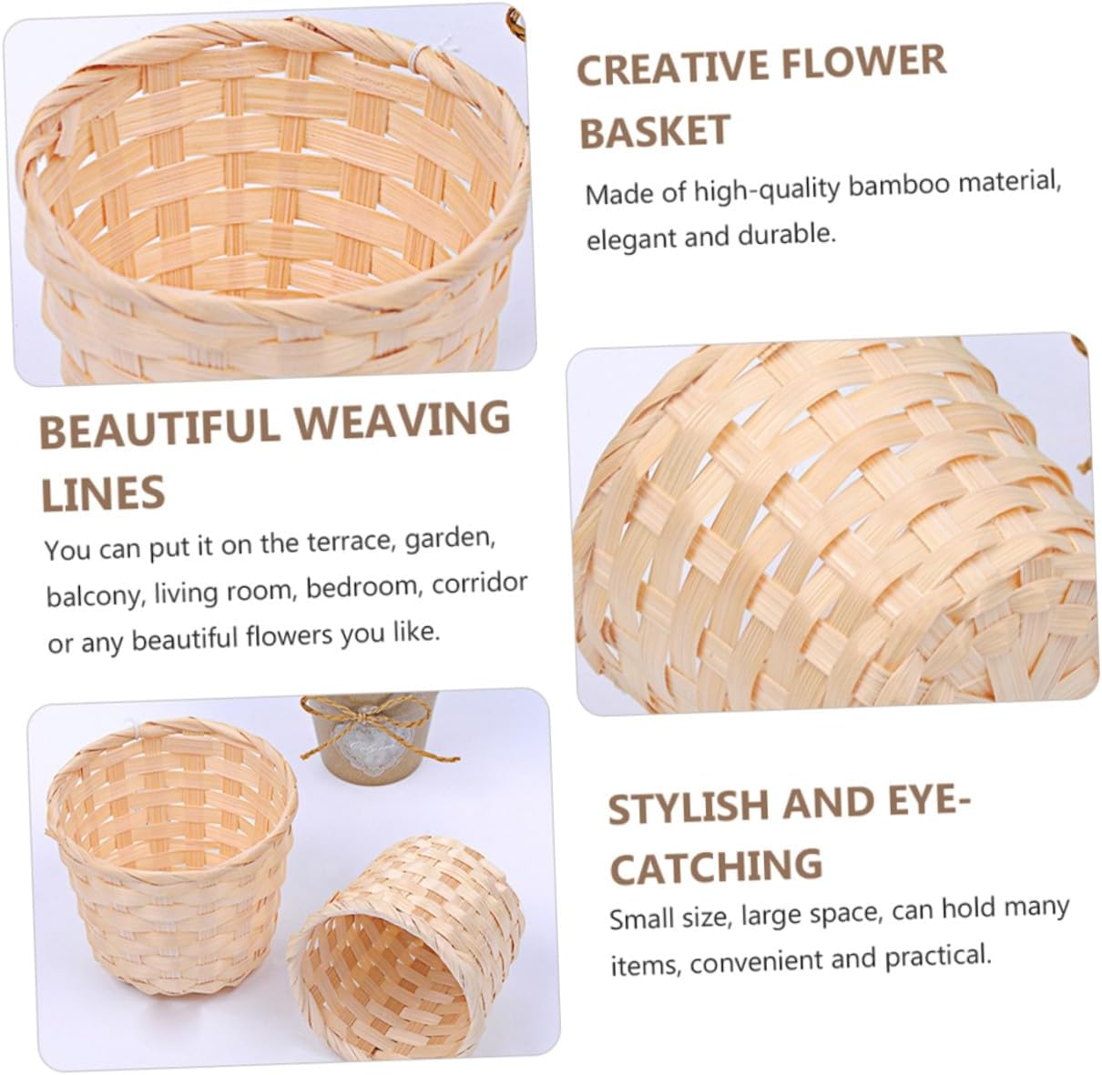 8 Pcs Handmade Large Woven Storage Baskets Multipurpose Organizer for Snacks Books and Home Sundries Decorative Basket for Laundry Bedroom Bathroom image 2