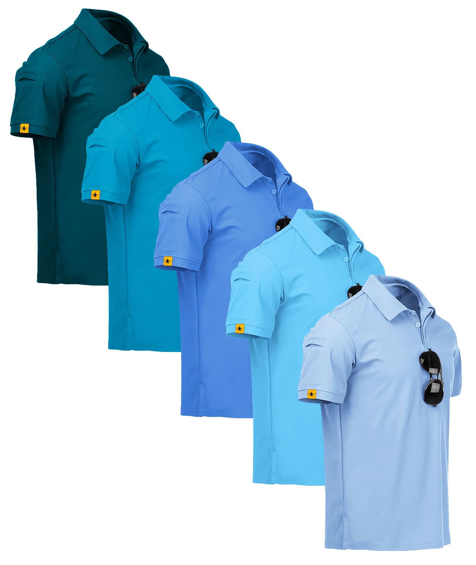 SCODI 5 Pack Mens Polo Shirts Short Sleeve Athletic Golf Polo Shirt for Men Casual Collared Summer Multipack T-Shirts